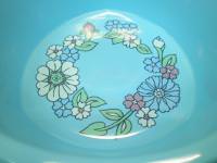 【洗面器】昭和の花がら ブルー洗面器 花がら