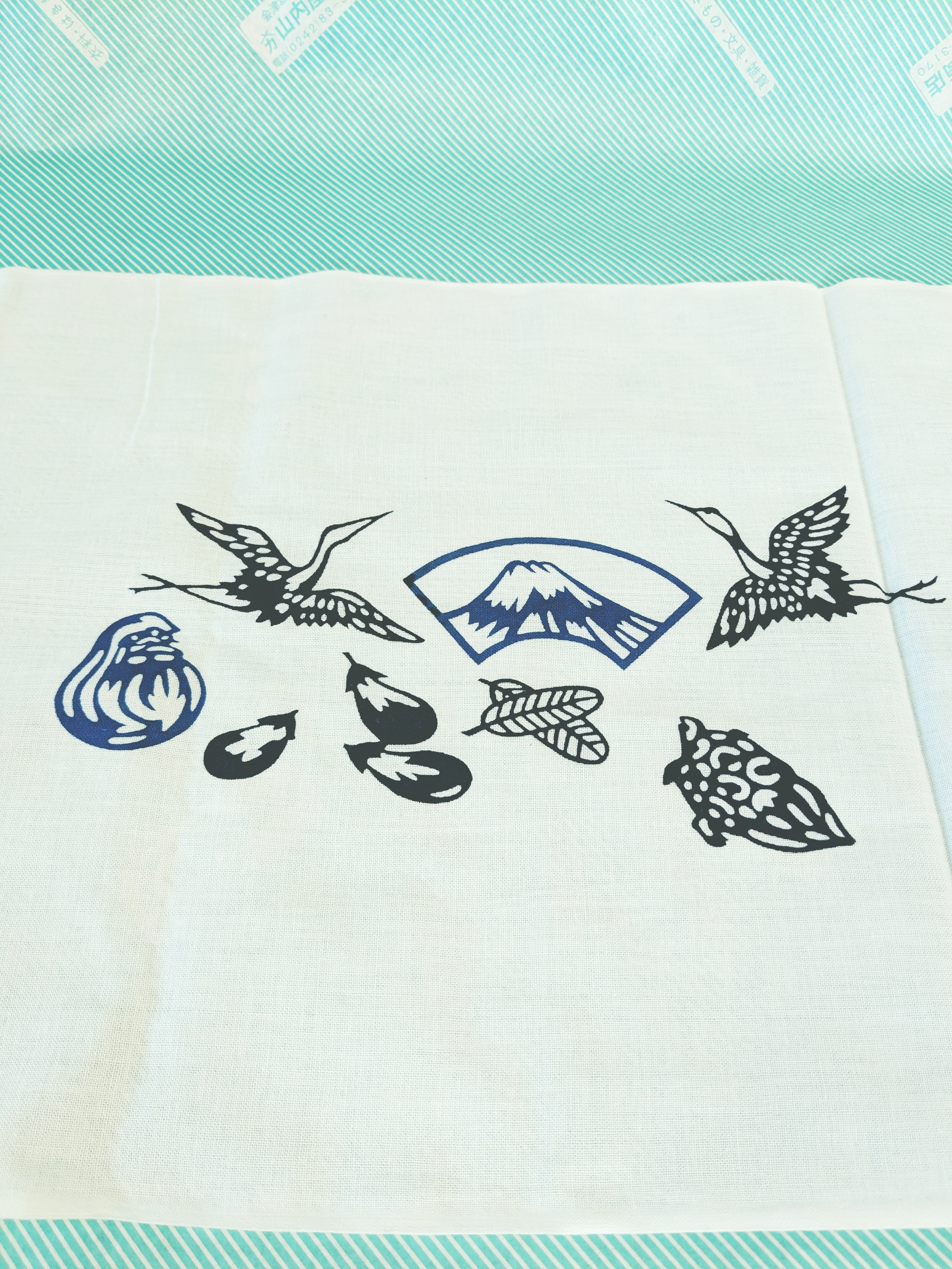 【手ぬぐい】鶴 亀 だるま 富士 なすび 柄