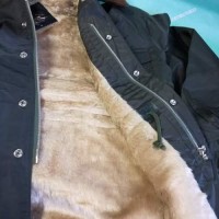 【ジャンパー】防寒作業服 ドカジャン 襟ファー 濃い緑色 内側