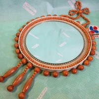 【鏡】ナルミの工芸品　昭和のルームミラー　玉暖簾 大サイズ