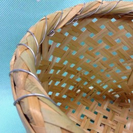 【竹かご】円形　腰かご 目貝籠 2サイズ 細部